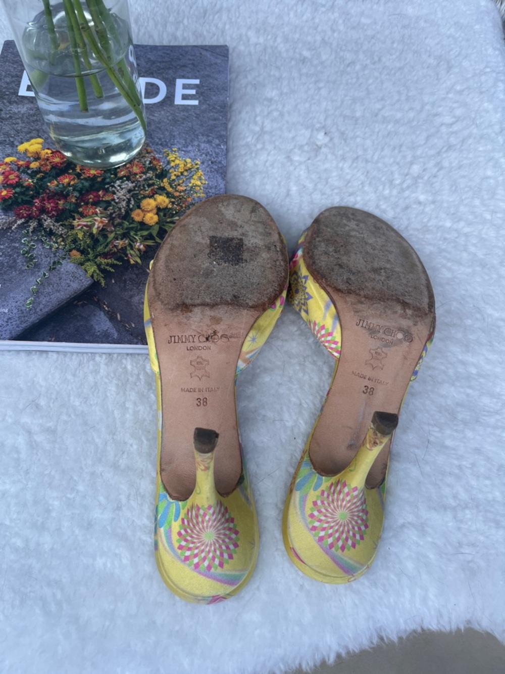 Jimmy Choo Silk Yellow Heels Sz 38 EU - Picture 5 of 11